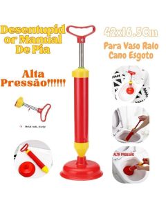 Desentupidor Manual De Pia Ralo Vaso Cano Esgoto Tipo Bomba Sucção Alta Pressão 42x16.5Cm
