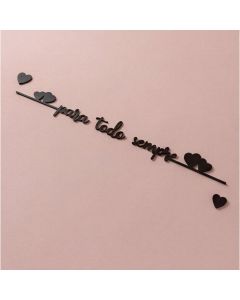 Frase Para Todo Sempre 2 Corações MDF Preto 90cm Decoração Parede Quarto Casal Cabeceira Namorados