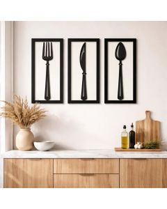 Quadro Decorativo Talheres Preto