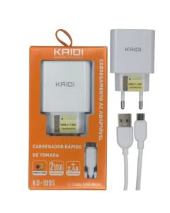 Carregador 2.4A 2 USB Com Cabo V8 (Micro USB)