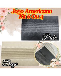 KIT 6 Ou 4 Jogo Americano 30x46Cm Descanso De Mesa Decorativo Preto Ou Bege Para Cozinha