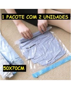 OFERTA Conjunto 2  Sacos A Vácuo 50x70 cm Organizador Não Precisa Bomba Organizador Roupa Multiuso