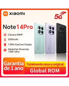 Original Xiaomi redmi note 14 pro 5g Celular 256GB Câmera principal AI de 50MP 5500mAh Global ROM