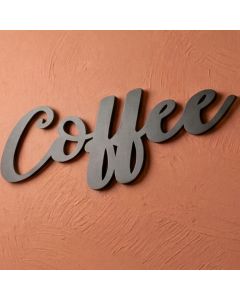 Coffee Recorte MDF Preto 25x10 Aplique Parede Frase Cantinho do Café Decoração Cozinha Cafeteria Bar