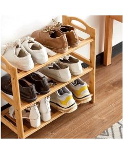 Sapateira De Bambu 3 Andares 68x24x51 Estante Organizadora Com Pregos Fácil E Prático De Montar