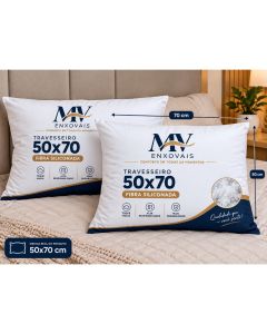 Kit 2 Travesseiro 400 Fios 50x70 Antialergico Suporte firme Hotel