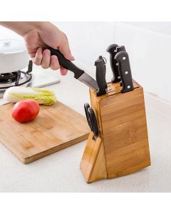 Faqueiro Organizador de Bambu 16.5x8x22.5 Cepo Facas Cozinha 9 Cavidades Utensílios para Cozinha