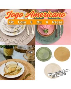 Kit Jogo Americano Com 6 Ou 4 Peças 38Cm Descanso De Mesa Jantar Flexível Elegante E Rústico