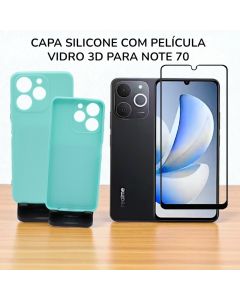 Capa De Silicone Proteção De Câmera C/ Película De Vidro 3D Para O Note 70