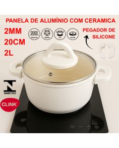 Caçarola Panela 20CM 2L Com Pegadores De Silicone Clink Revestimento De Cerâmica Antiaderente 2MM