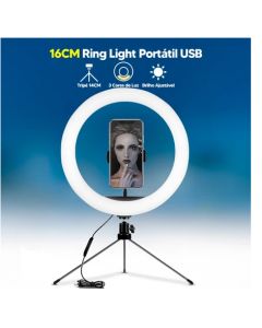 Ring linght Profissional Led de mesa Articulado Portátil com Suporte Articulado para Celular