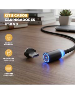Cabo Magnético Sumexr Sx-b16v8  e V8 Android Led Cabo Rápido Cor Azul