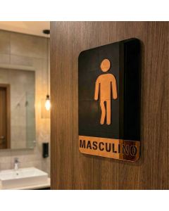 Kit de Placas Sinalização Banheiro Acrílico Espelhado Masculino Feminino Porta