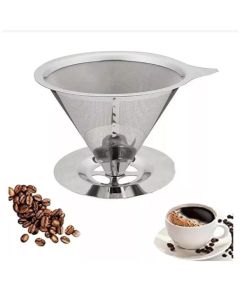 Filtro Coador De Café Inox 103 - Com Pegador em Silicone - Peneira Aço Reutilizável - CH