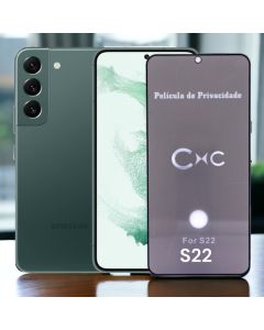 Película de Privacidade De Vidro 3D Galaxy S22 Com Furo na Digital