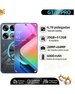 Bobarry Smartphone GT20 PRO 20 GB + 512 GB, 6,78 polegadas 4G/5G Internet/WIFI 28MP+64MP 6000mAh
