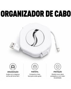 Organizador de Cabo Retrátil Portátil USB Lightning Carregador Compacto para Carro Viagem Escritório