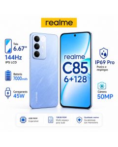 Celular realme C85 Smartphone 6+128 GB Original Versão Global Bateria 7000mAh Câmera 50MP NFC 6,8"