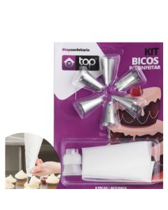 Bicos De Confeitar Inox + Saco Bisnaga 8 Peças Top Útil