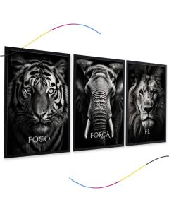 Quadro motivacional com leao para decoracao de parede do quarto, sala, escritório