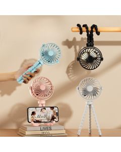 Mini Ventilador USB Silencioso Recarregável | Suporte Flexível | Portátil Mesa Carro Bebê Bateria 4 Horas