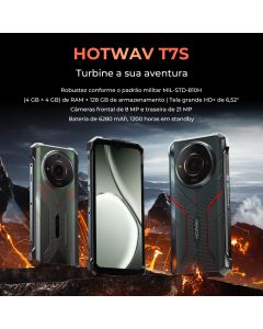 HOTWAV T7S Resistente + Impermeável IP68 + 6.52'' HD+295 g de peso + Anticaída 128/8 GB 6280 mAh Preto/Verde Em stock