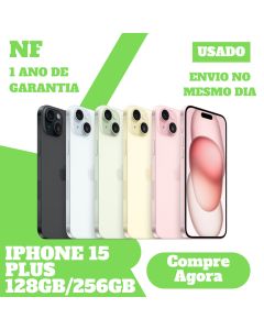Usado: Apple iPhone 15 Plus 128GB 256GB 5G Desbloqueado 1 Ano de Garantia