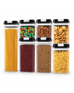 Kit 7 Potes Herméticos Empilháveis para Mantimentos com Trava Cozinha