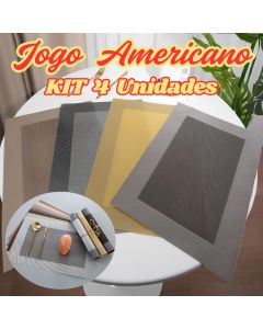 KIT 4 Jogo Americano Descanso De Jantar Mesa Retangular PVC 30x45Cm Flexível Rústico