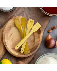 Kit De Espátulas De Bambu 4 Pçs Cozinha Cozinhar Top Ùtil Multiuso Universal