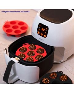 Forma De Silicone 20.5x5cm Para Mini Bolo Cupcake Airfryer E Microondas Antiaderente Para Muffins, Omelete Cookies, Bolo