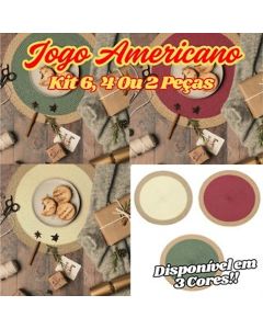 Jogo Americano Redondo Para Mesas Descanso De Mesa Jantar Kit Com 6 4 Ou 2 Unidades Flexível Rústico