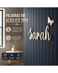 Palavras / Frases / Nome Decorativo em Acrílico 3mm Com 8cm Altura Palavras Personalizadas