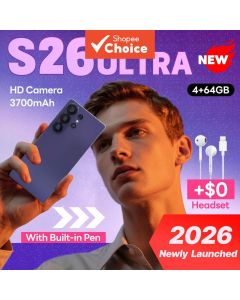 S26 Ultra 4+64GB 4G Smartphone HD Câmera Design Unibody Android Econômico Celular 3700mAh Bateria Smartphone para
