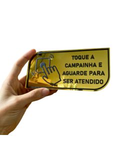Placa Campainha Para Ser Atendido – Acrílico Espelhado com Escrita Preta