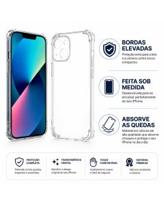 Capa Capinha Anti Impacto iPhone Silicone Transparente Absorve Quedas Proteção Reforçada para Apple