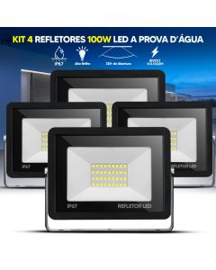 Refletor LED 100W Holofote Slim Bivolt IP67 Luz Branco Frio 6500K Alta Potência à Prova D'Água