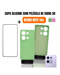Capa Silicone Proteção de Câmera Para Redmi Note 14S Com Película de Vidro 3D