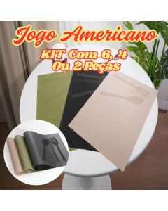 Jogo Americano Descanso De Mesa Jantar 46x31Cm Kit 6 4 Ou 2 Desenho De Talheres Flexível Multiuso