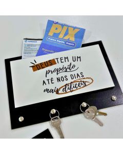 Porta Chave de Parede Sem Furo em Mdf Decorativo Preto Decorado  Casa com Porta Cartas 5 Ganchos