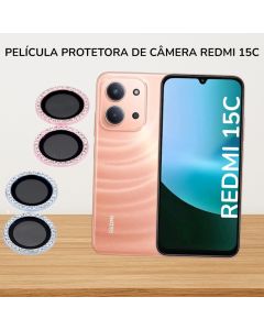 Película De Câmera Kit 2x Com Strass Para Redmi 15C