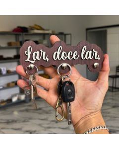 Porta Chaves Mdf Madeira Frases Relevo Branco Parede Decorativo Casa Sem Furos