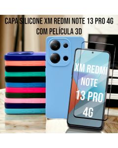 Capa De Silicone Interior Aveludada XM Redmi Note 13 Pro 4G Com Película 3D