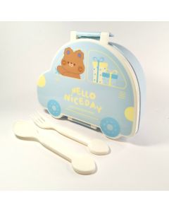Lancheira Infantil Carrinho menino 800ml com Talheres e Divisórias