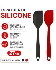 Espatula De Silicone 27CM Utensilio De Cozinha Resistente Ao Calor Preto E Vermelho Raspadora Culinaria