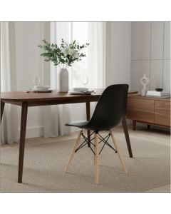 Jogo 2 Cadeiras Charles Eames Wood Design Eiffel Preta