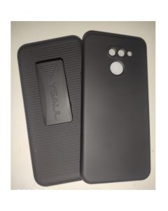 Capinha Capa Suporte Cintura LG K12 MAX Preta Belt Clip adaptado com capa de silicone camurça