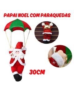 Papai Noel De Natal 30cm Médio Paraquedista Decoração Natalina Enfeite Para Pendurar