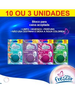 OFERTA Conjunto 10 Ou 3 Blocos Para Caixa Acoplada 45g Novo Frescor Tablete Pastilha Sanitário Ou 3 Blocos