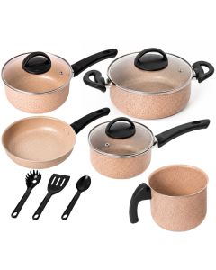Conjunto de Panelas Antiaderente 8 Peças Bianco Alumínio Jogo Cozinha Premium